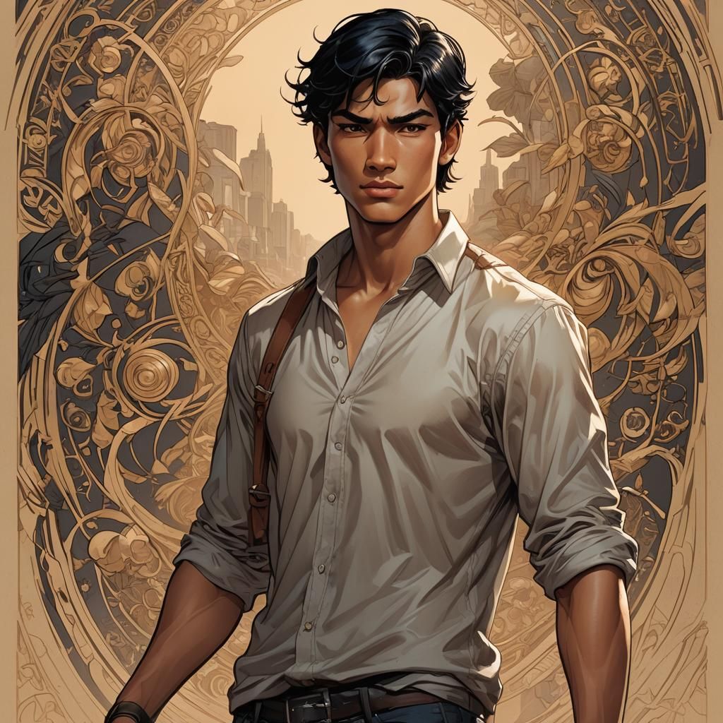 Handsome Charismatic Teenager in Comic Book Art Style