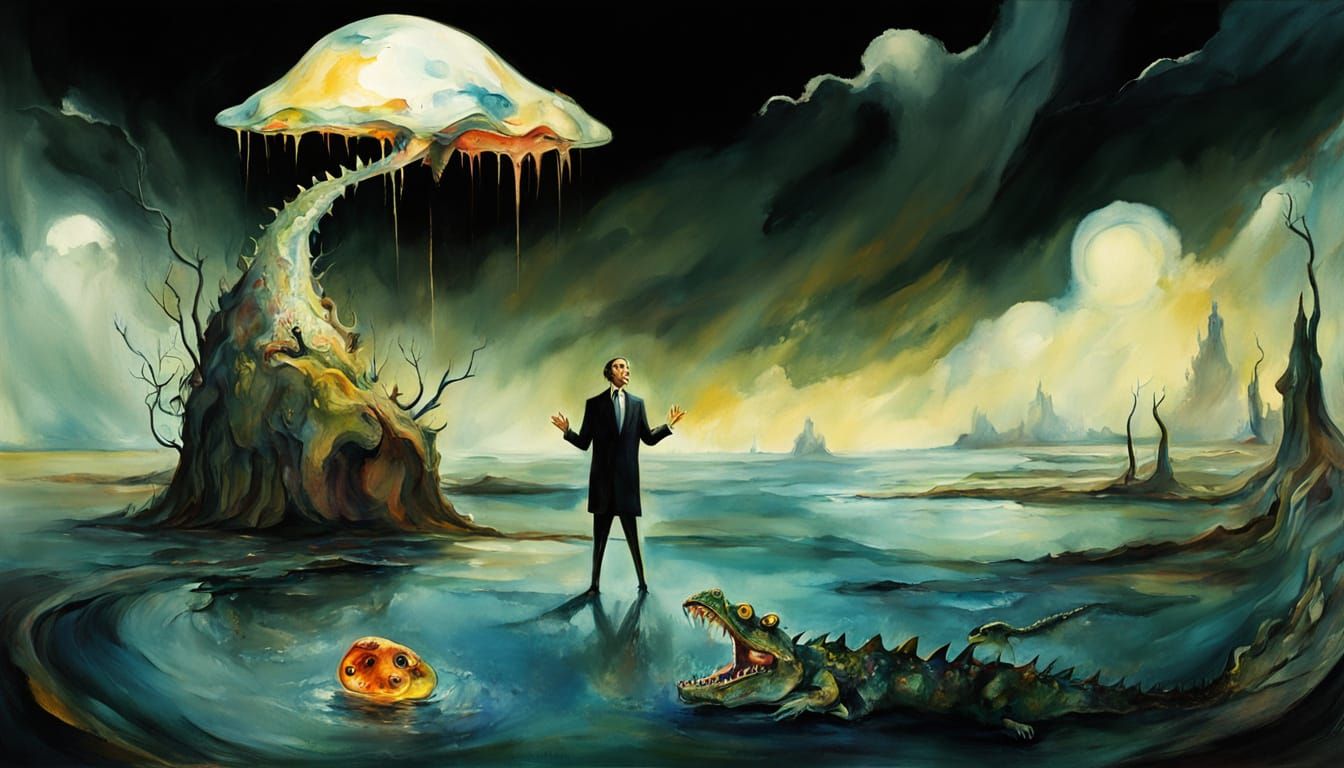 Surreal Landscape with Dali-Inspired Dreamscapes and Unsettl...