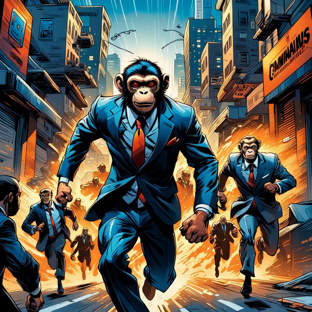 Monkey in Suit: Comic Book Style Chase Scene