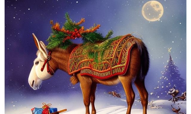 Christmas Donkey: Digital Art in Cinematic Style