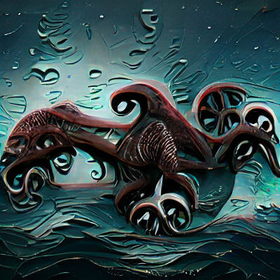 Giant Kraken Rising from the Sea