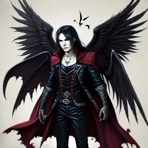 Gothic Fallen Angel with Vampire Demon Traits
