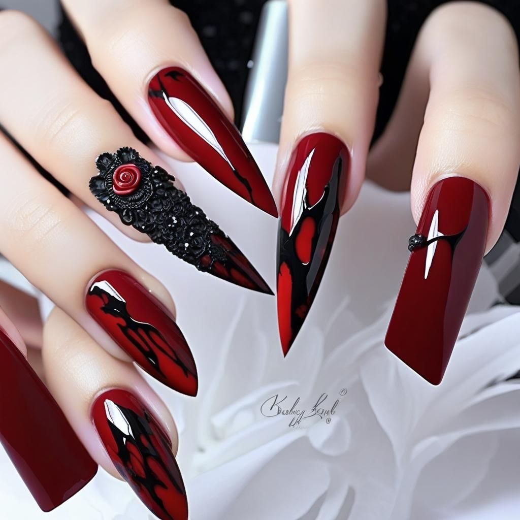 Surreal Bloody Feminine Figure in Hellscape