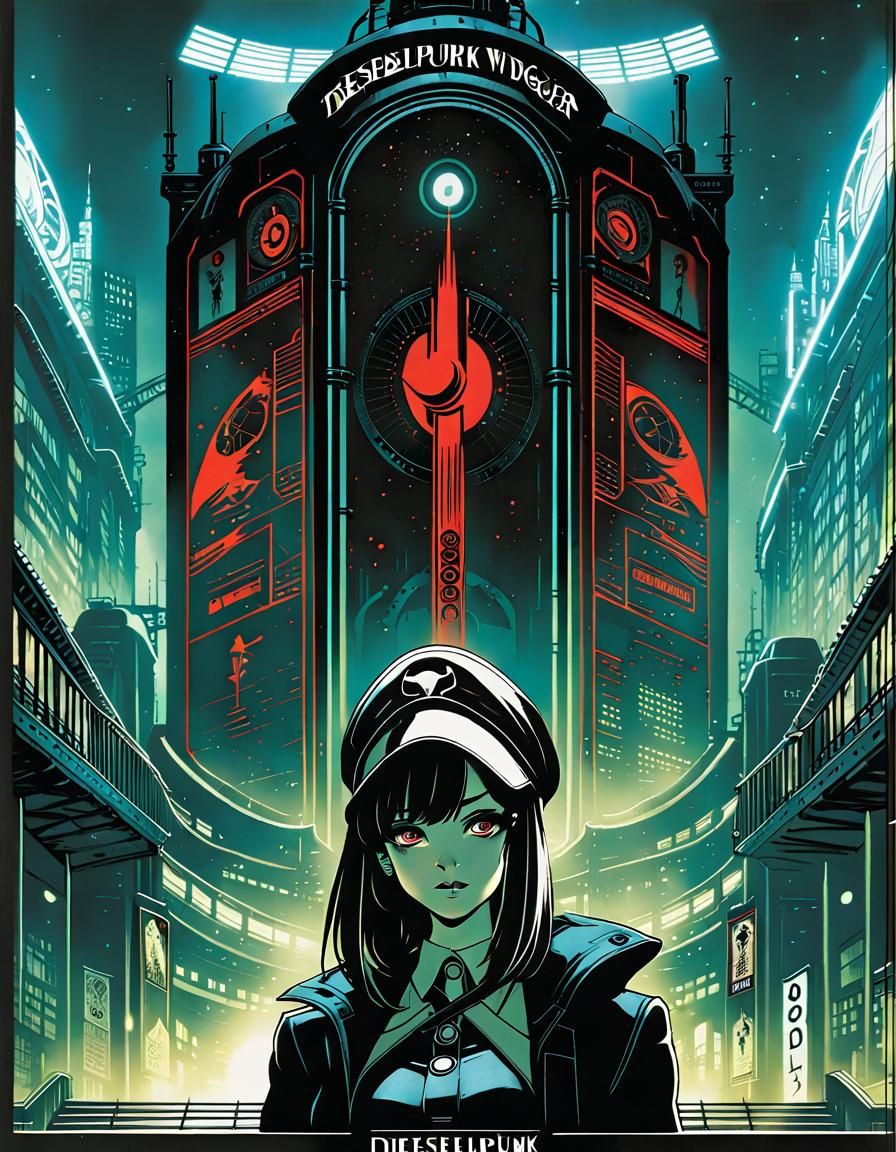 Dieselpunk Death Tarot Card in Anime Style