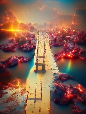 Endless Bridge to Hell with Volumetric Lighting