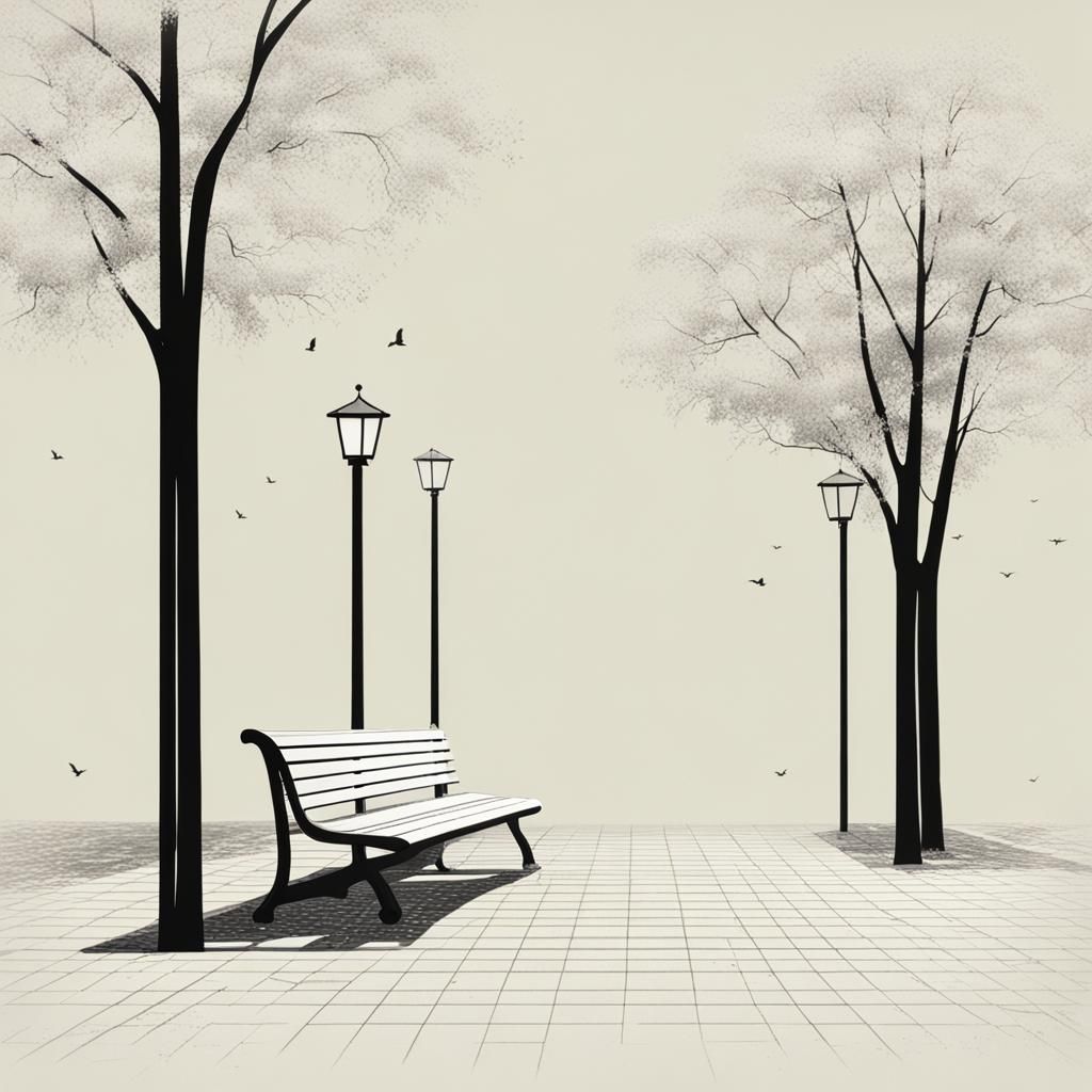 Relaxing in a Park in Minimalistic Style