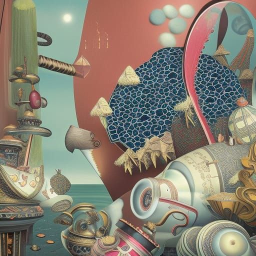 Giant Sphinx in Hieronymus Bosch Style