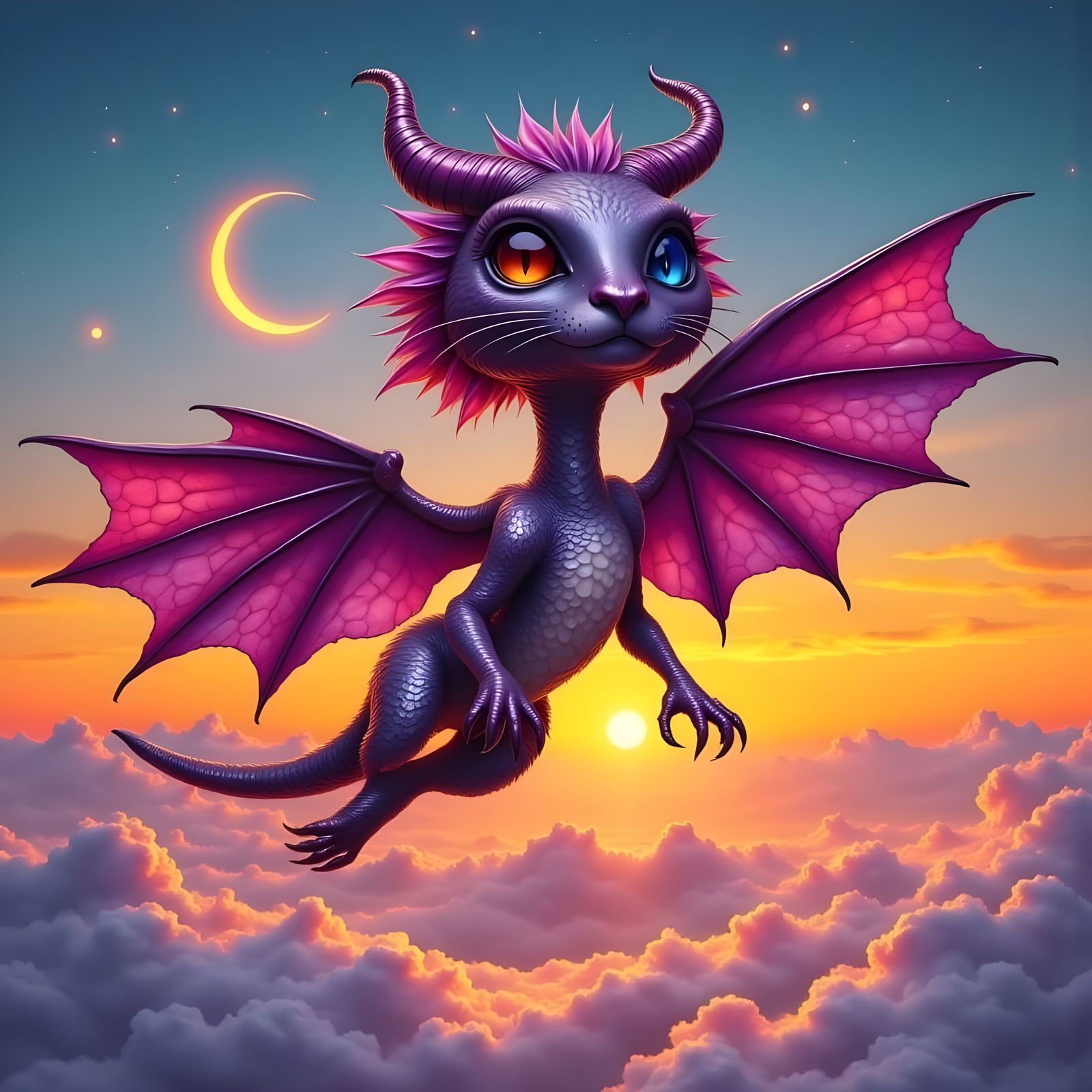 Glowing Purple Fantasy Creature Takes Flight