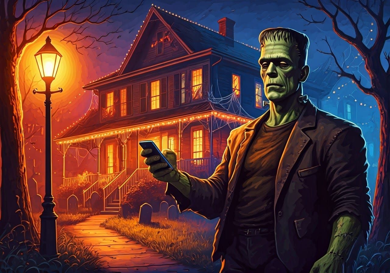 Frankenstein's Monster Takes a Selfie on Halloween