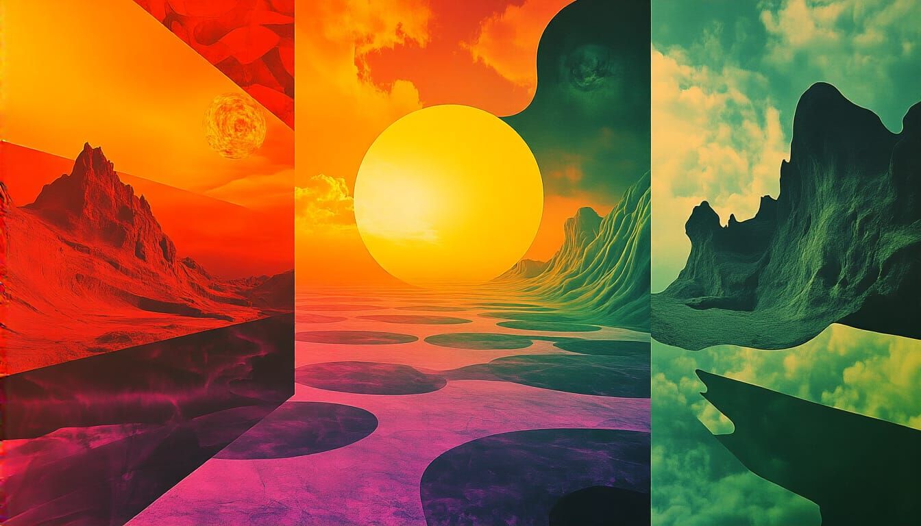 Surreal Abstract Collage With Dramatic Lighting