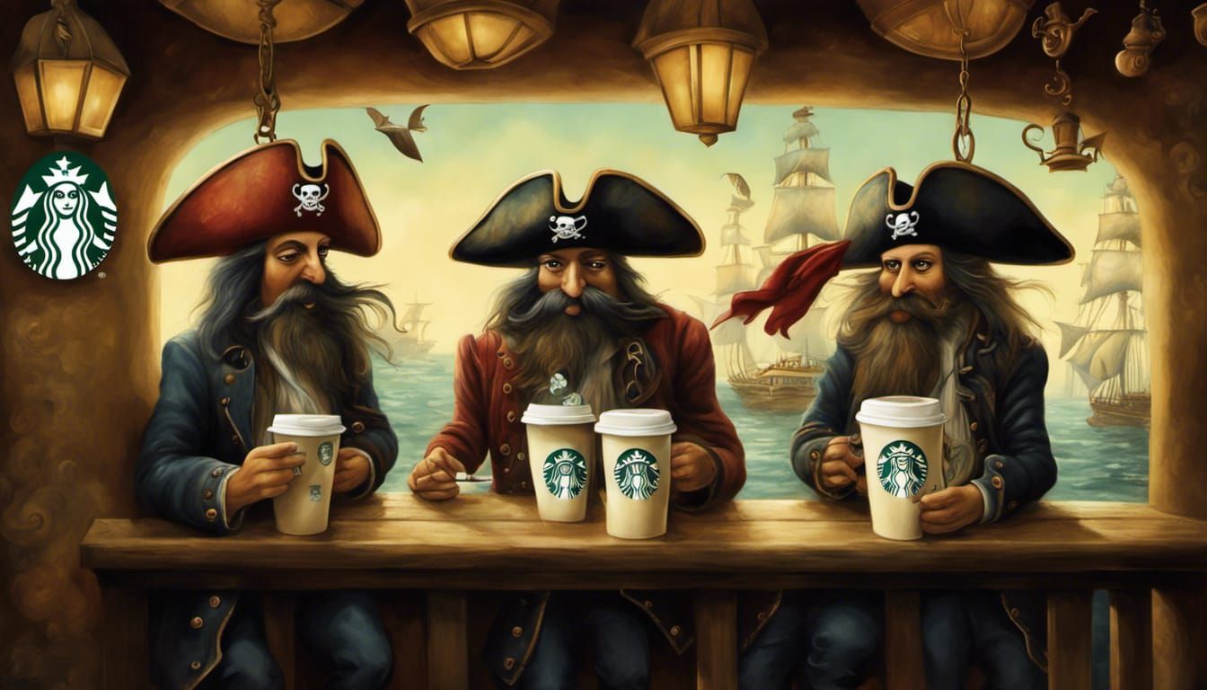 Pirates at Starbucks: Whimsical Coffee Break
