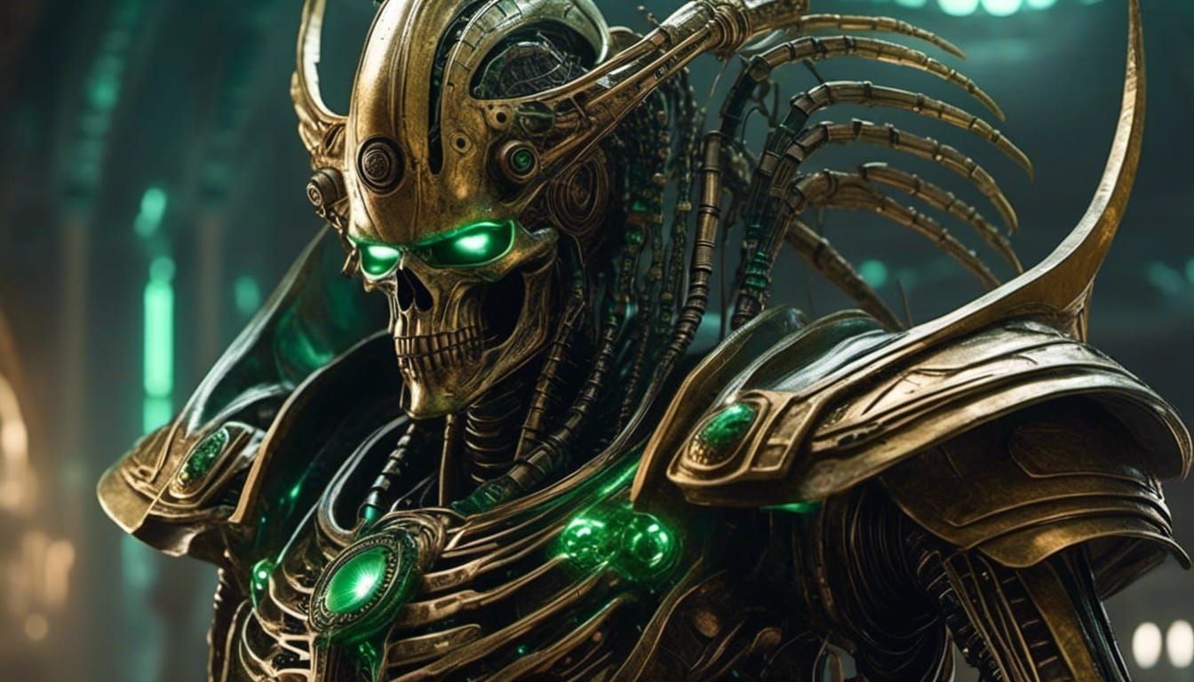 Warhammer 40k Necron Overlord in Biopunk Style