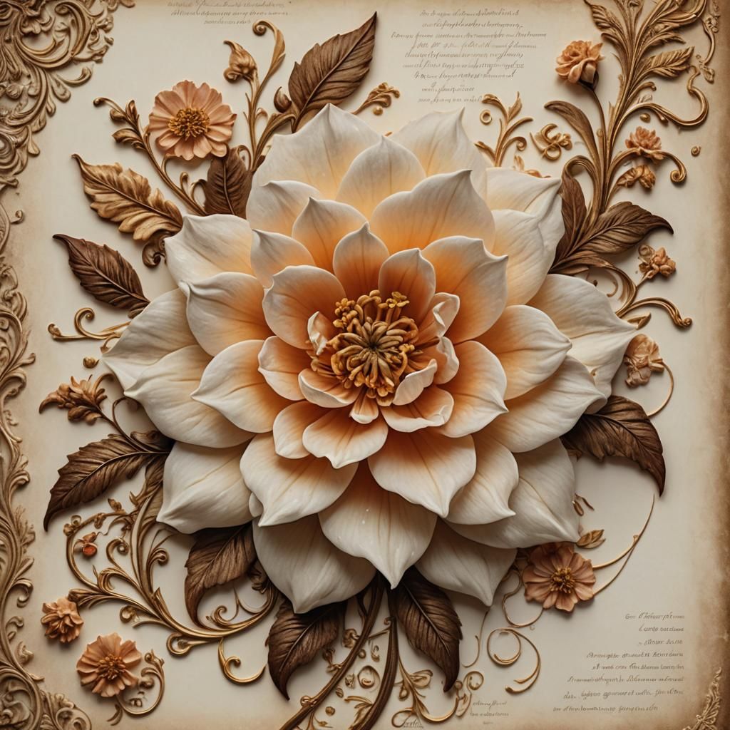 Cream and Peach Flower on Poetry Page