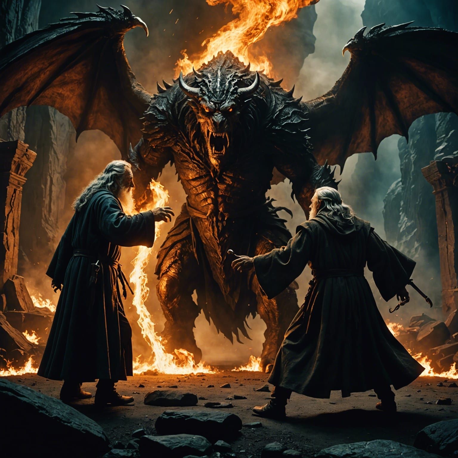 Epic Gandalf vs Balrog Battle in Moria