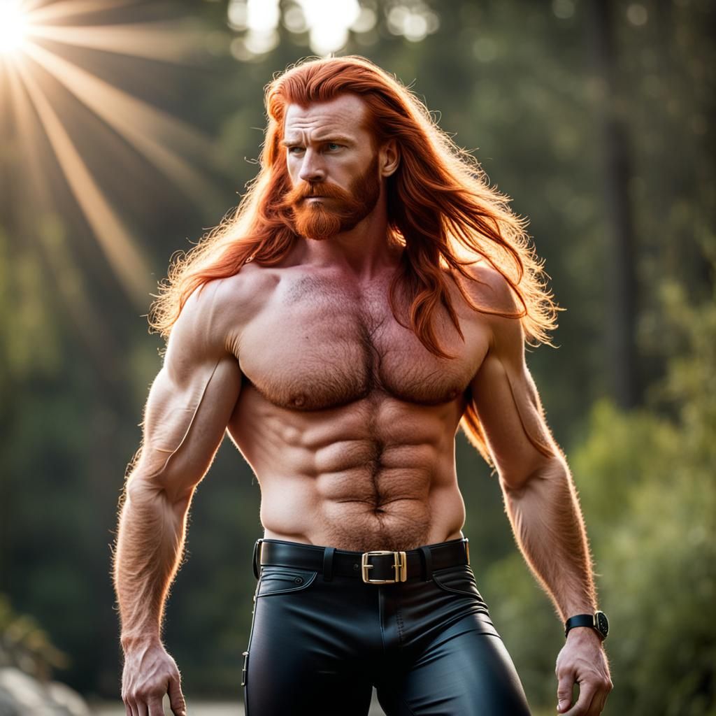 Handsome Redhead with Sunburst Hair, Tom of Finland Style