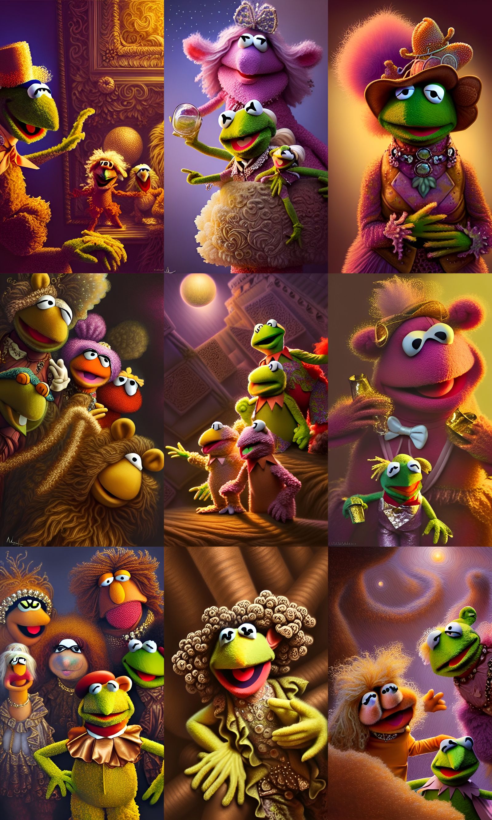 Fuzzy Muppet with Fractal Elements in Rococo Style