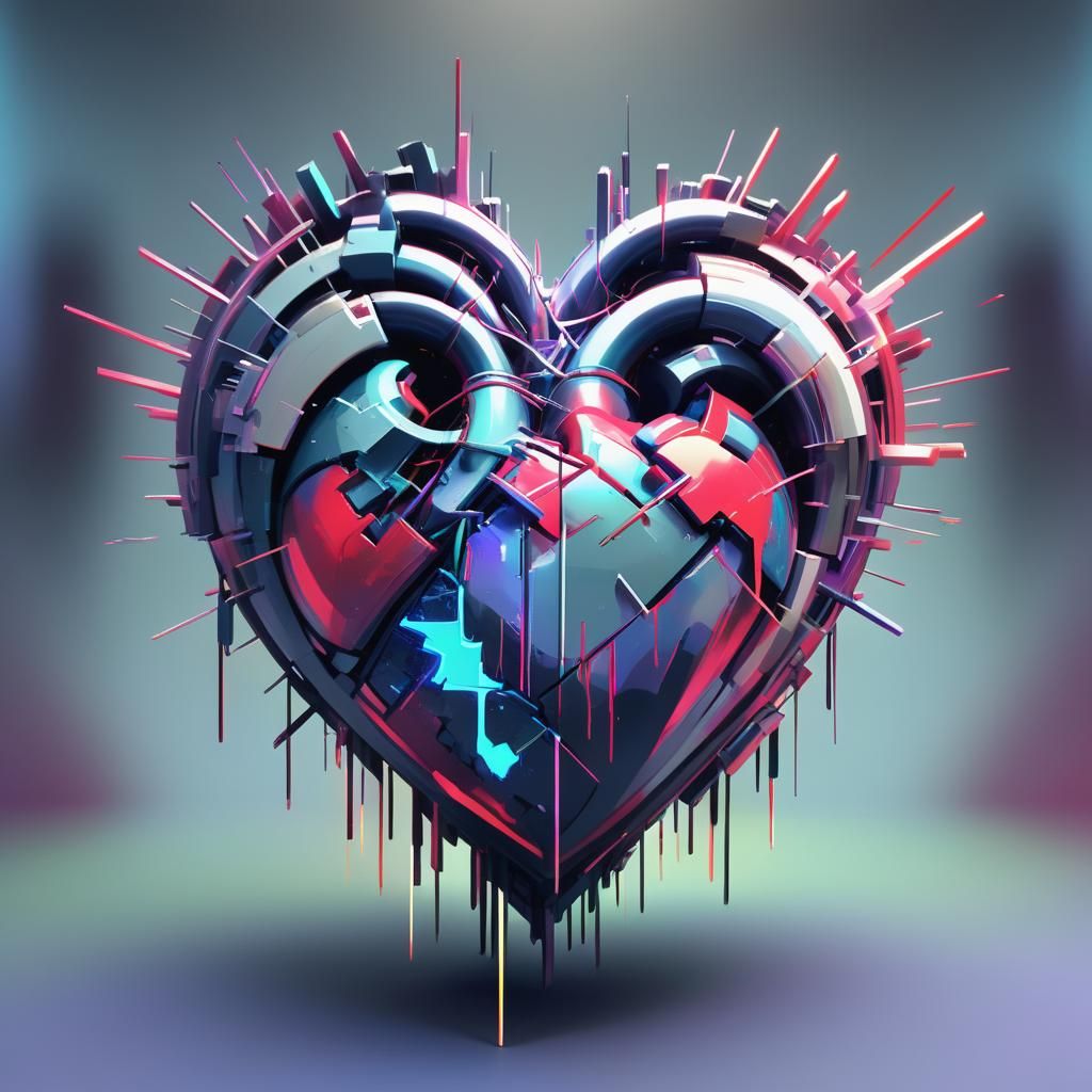 Glitchcore Heart with Digital Distortion Effects