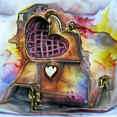 Steampunk Heart Box in Watercolor Grunge Style