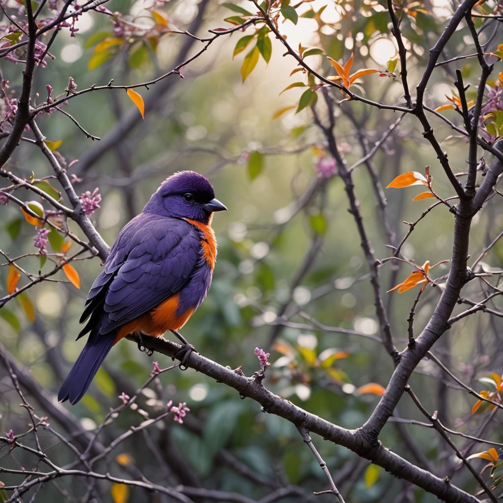 Exotic Bird Portrait with Backlighting
