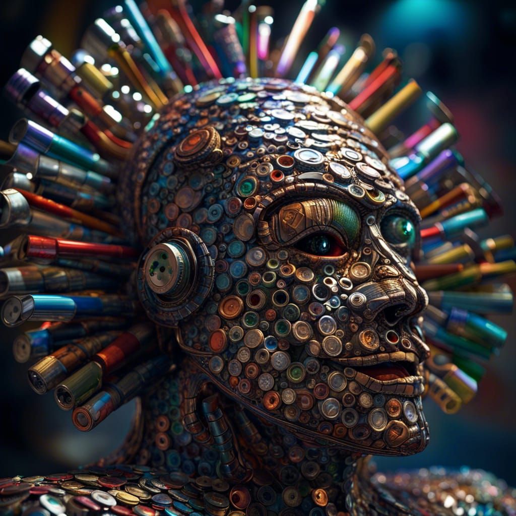 Tin Can Sculpture: Hyperdetailed Art Brut Concept