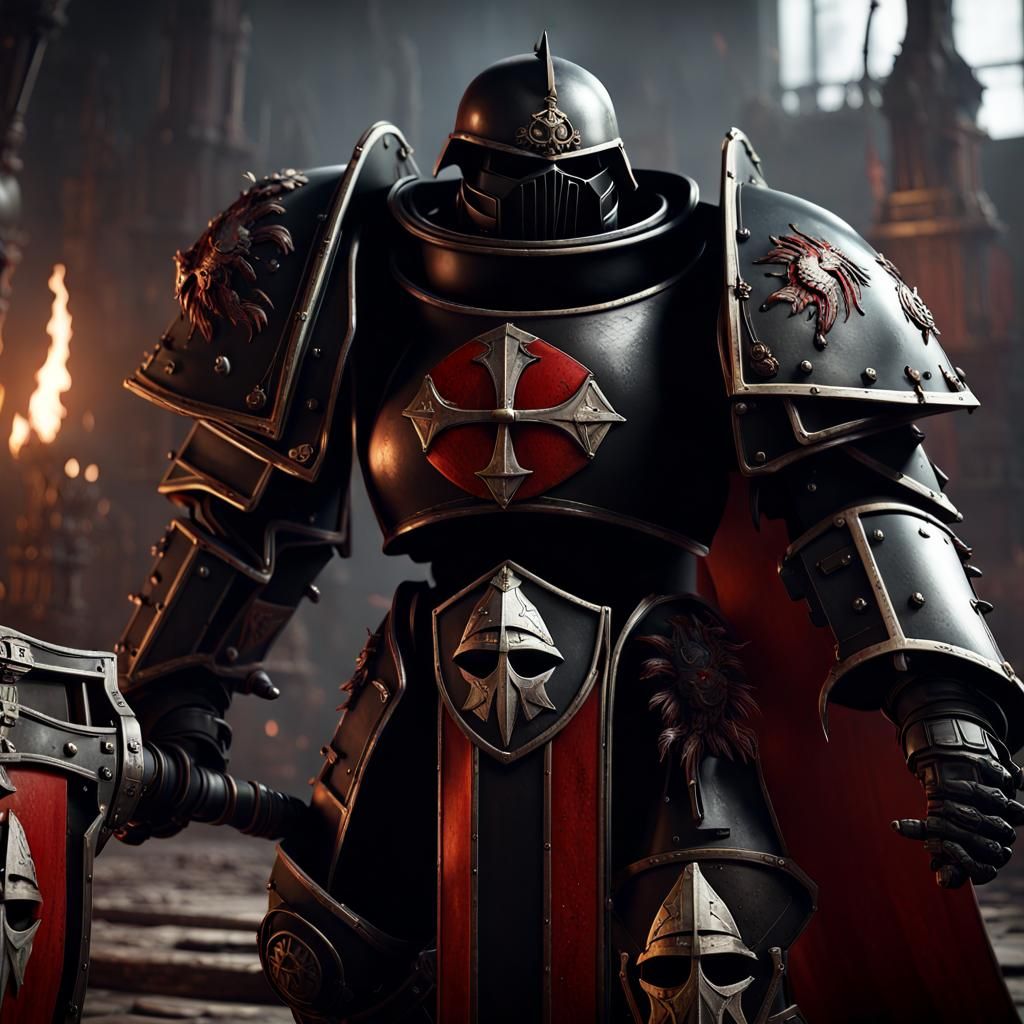 Epic Warhammer Scene with Black Templars in 3D