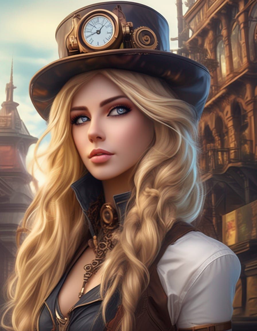 Steampunk Goddess in Hyper-Detailed Digital Illustration