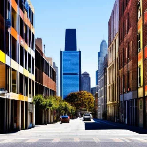 Vibrant Modern Urban Street Scene in Color