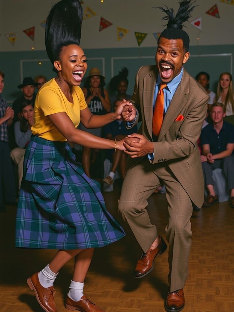 Joyful 1960s Dance Scene with Vibrant Colors