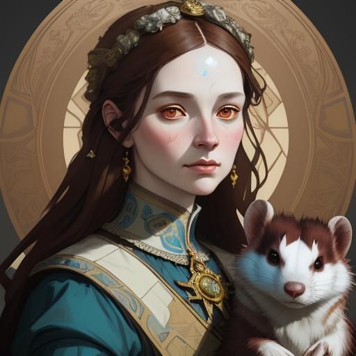 Renaissance Lady Portrait in Art Nouveau Style