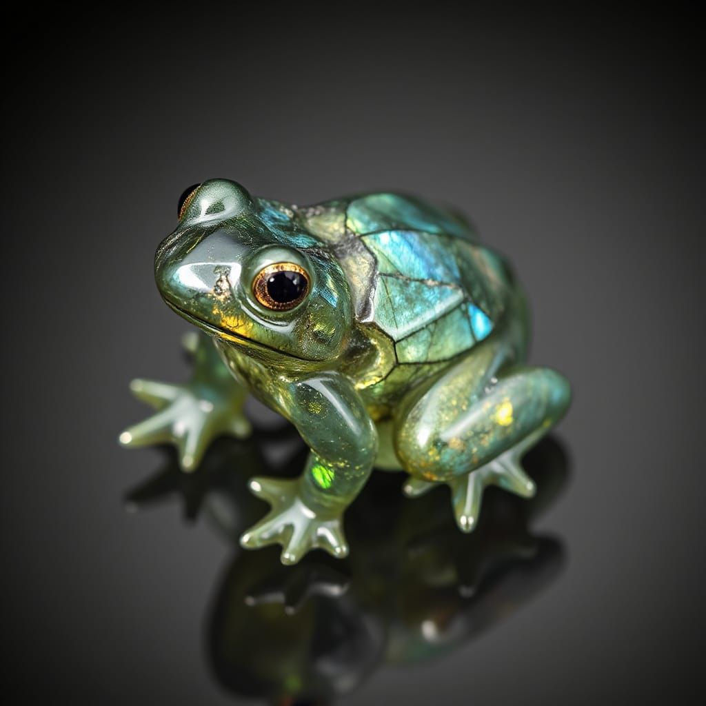 Labradorite Crystal Frog with Green Flash