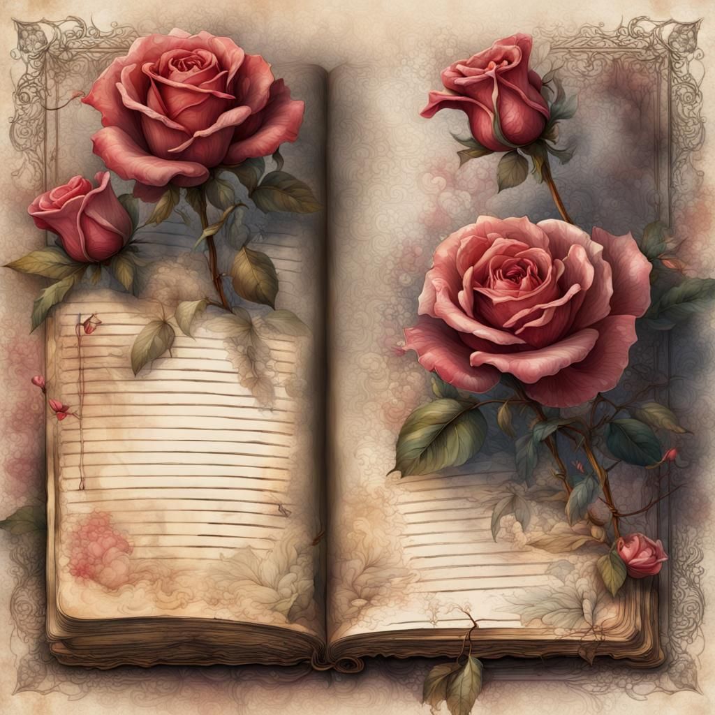 Mystical Vintage Roses with Watercolor Filter