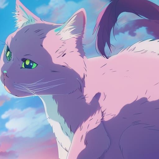 Candy Cat in Studio Ghibli Anime Style