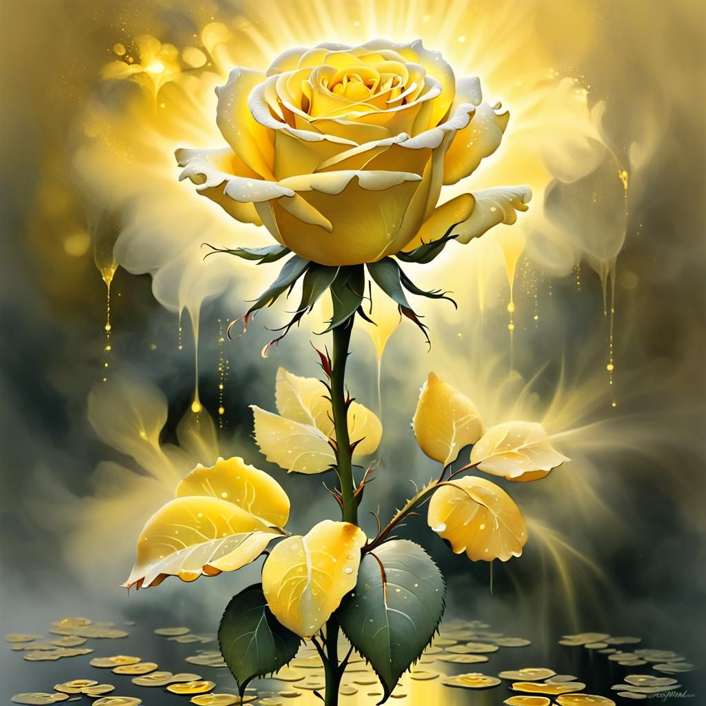 Monochromatic Yellow Rose in Ethereal Mist