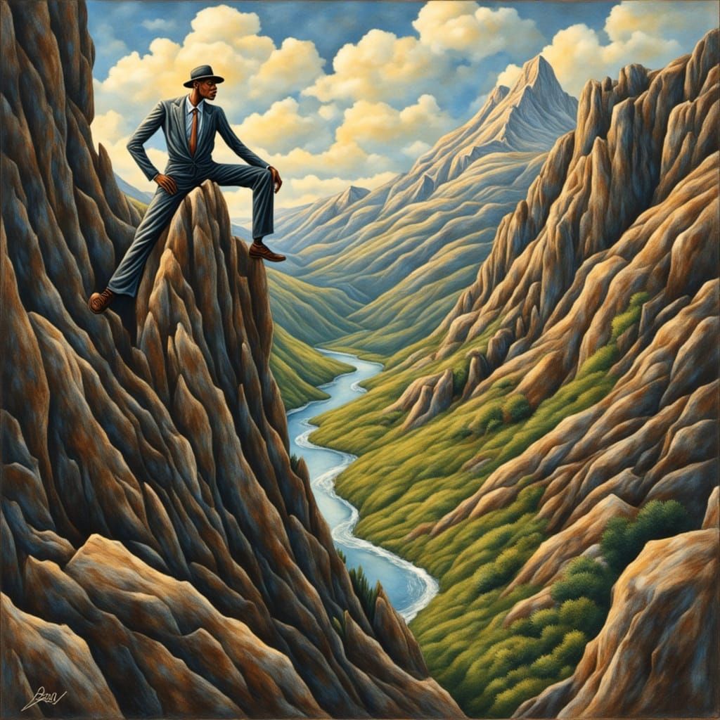 Elderly Climber: Expressionist Impasto Oil Painting