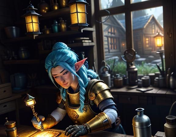 Gnome Repairs Automaton: 3D Game Cinematic Art