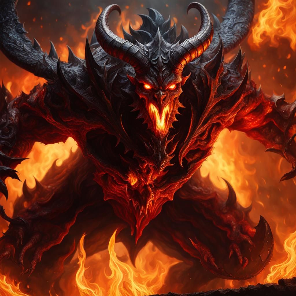 Infernal Diablo Portrait in Hyperrealistic Style