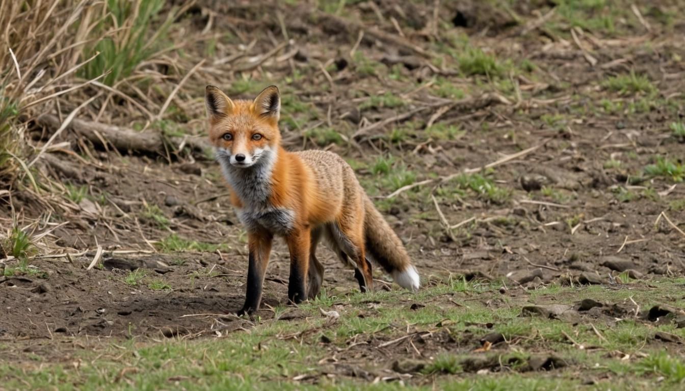 Young Fox Emerging from Forest, Caught Off Guard