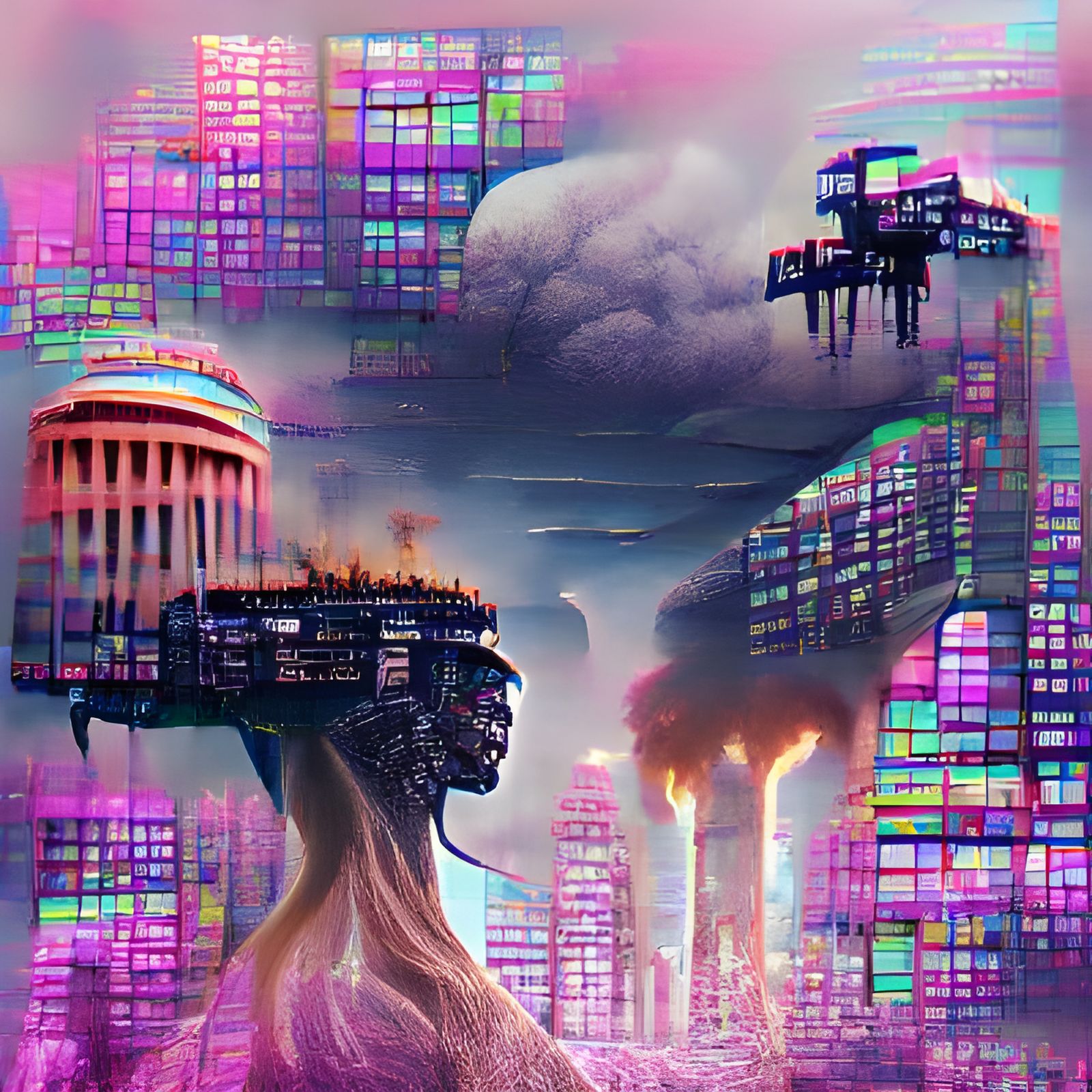 Bleak Futuristic Dystopian Scene