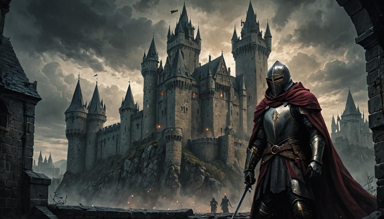Ominous Knight Stands Guard in Dark Fantasy Illustration