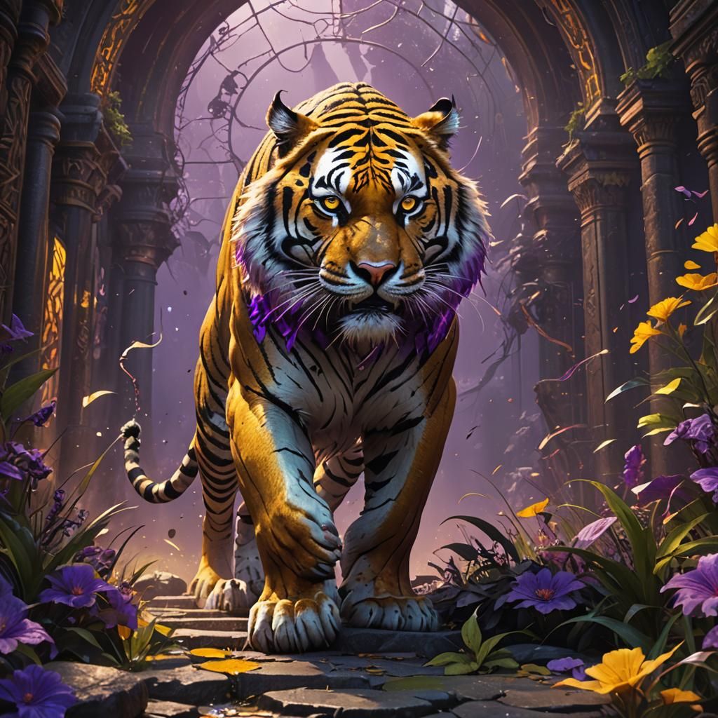 Menacing Tiger in Dark Fantasy Style, 8K Resolution