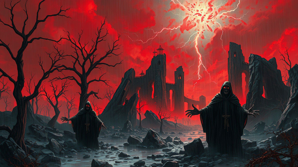 Sinister Hellscape with Evil Figures