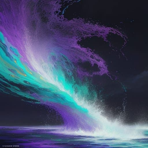 Abstract Beach Scene in Horror Art Style