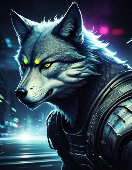 Extraterrestrial Wolf Driving Public Transport in Splash Art