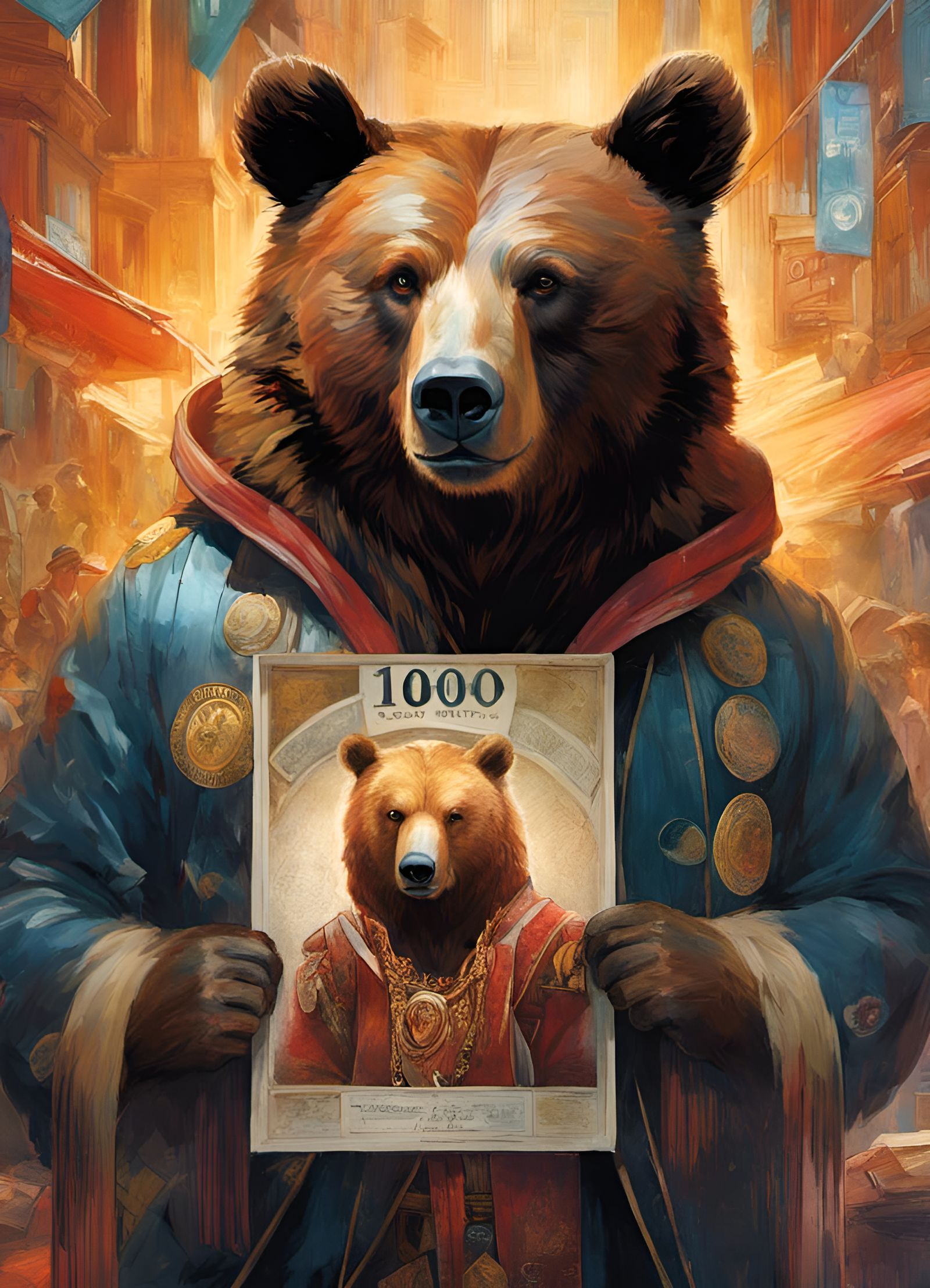 FTGBear holding his 1k followers certificate