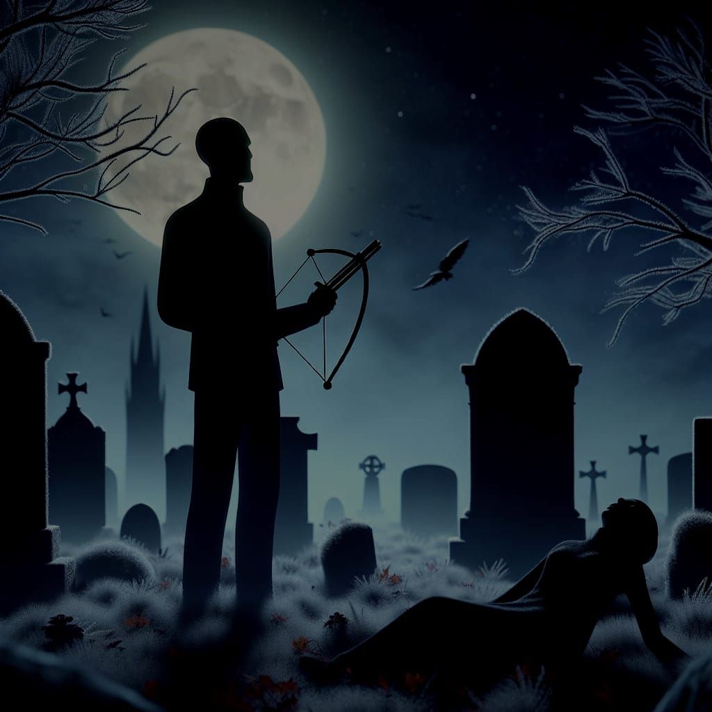 Halloween Cemetery Scene with Slingshot, 3D Animation