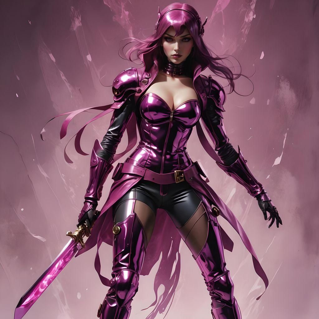 Magenta Chrome Assassin in Sci-Fi Portrait