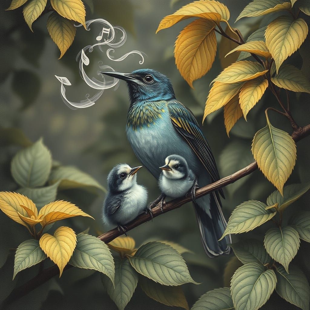 Majestic Nightingale with Iridescent Plumage Amidst Vibrant ...