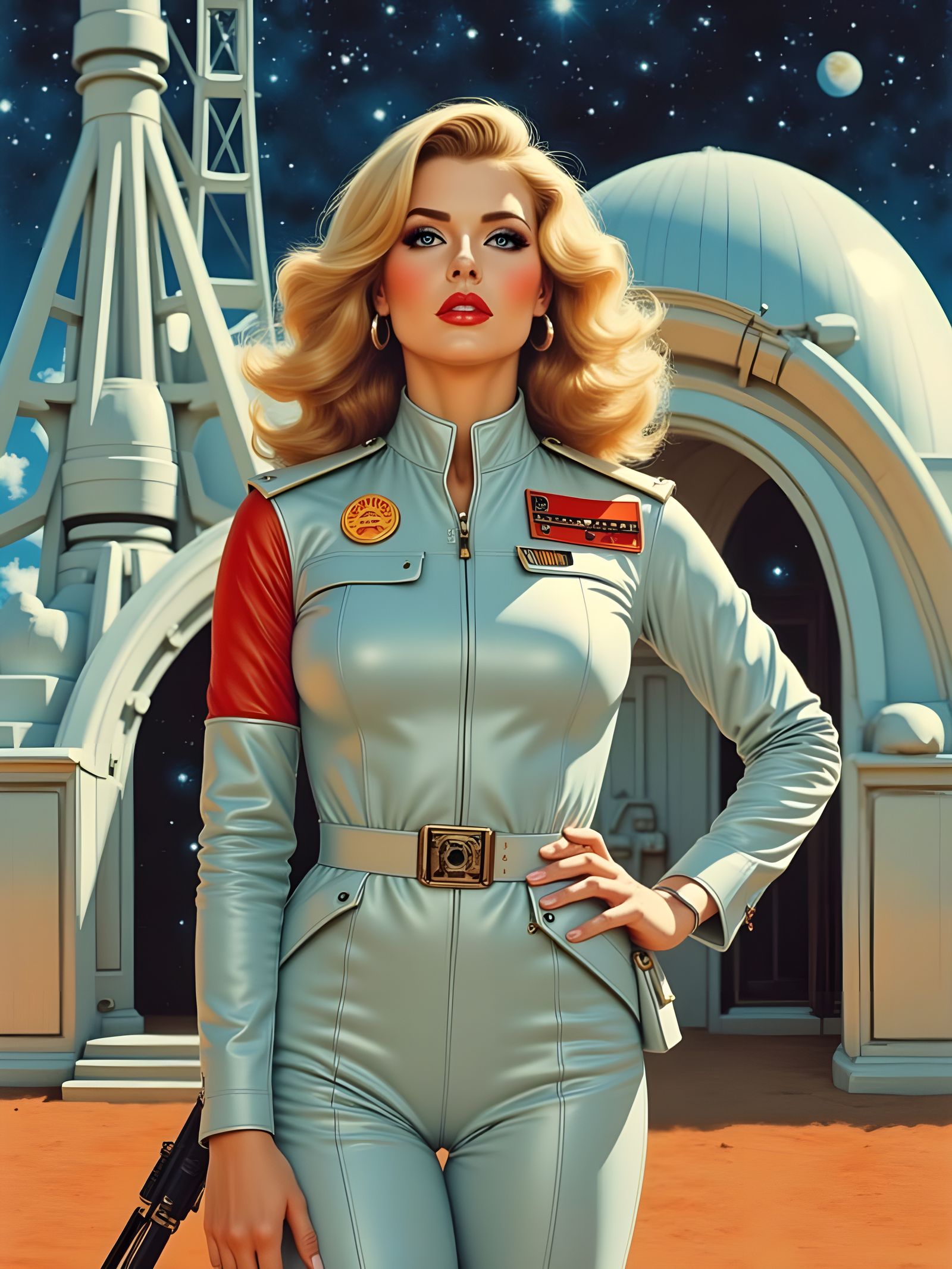 Anya Taylor-Joy as 1950s Space Pin-Up Painting