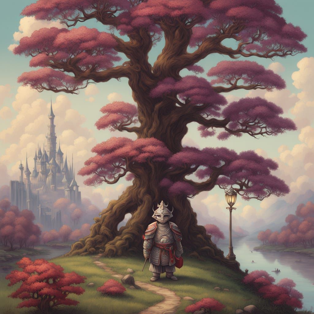 Ethereal Shogun Samurai in Garden of Eden