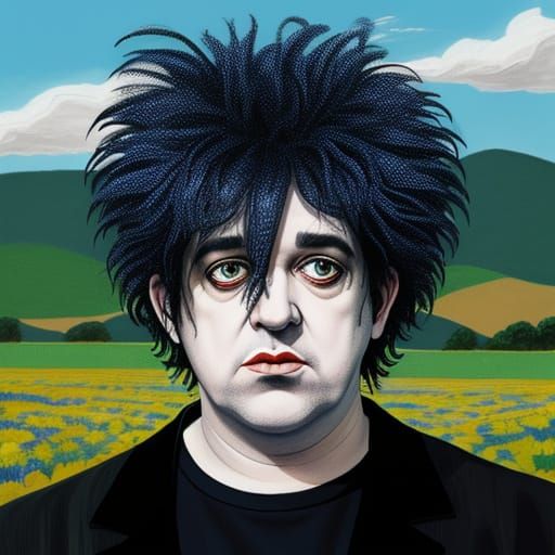 Portrait of Robert Smith in David Hockney Style